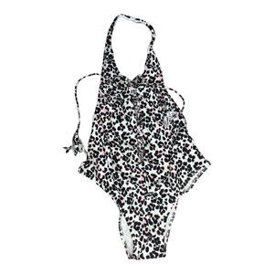 Mumu Mermaid leopard print lace up chest halter one piece swimsuit small NWOT